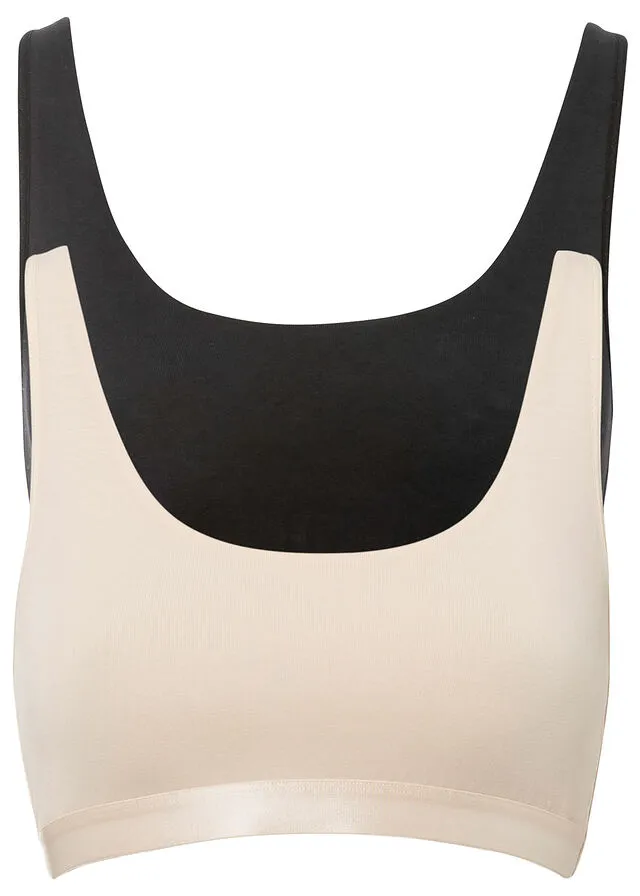 Bustier de algodón orgánico (2 unidades) Negro-beige arena